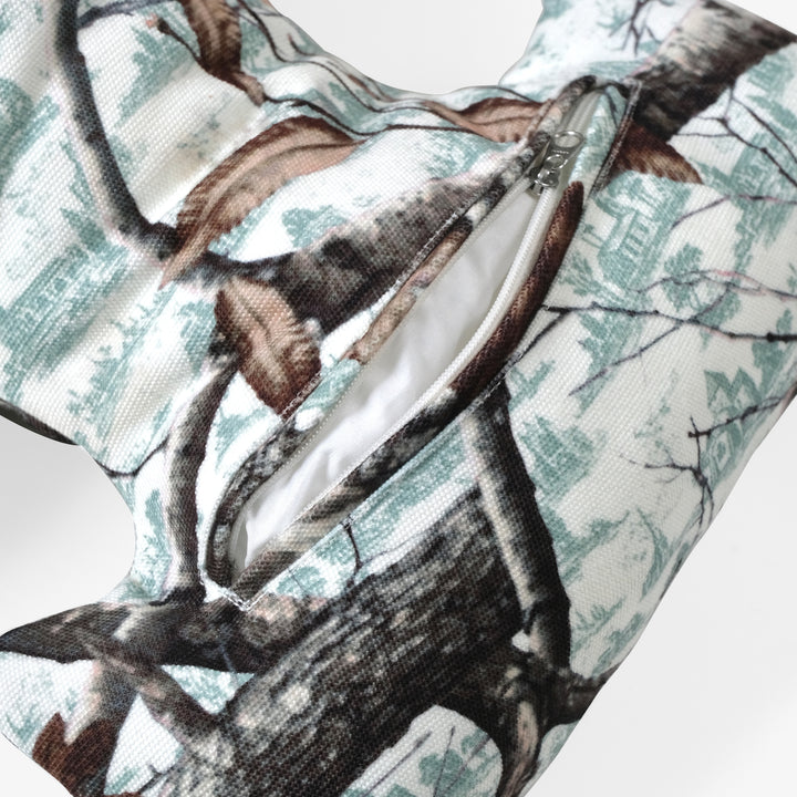 Little Yarmouth Cheese Camo Tree Cushion — zip pocket detail